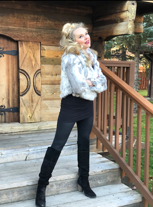 Genuine Rabbit Fur Crop Jacket One Size